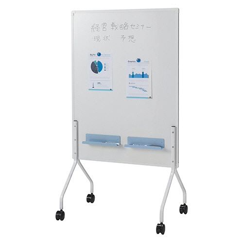 タカマツヤ　キャスター付ミーティングボード　両面タイプ　幅９００ｍｍ　ペントレー：ブルー　１台2