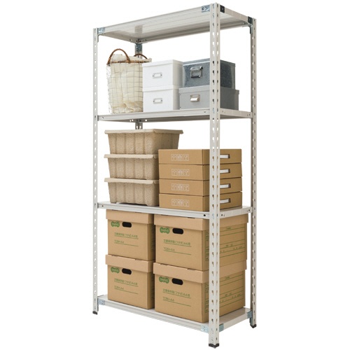 双福鋼器　軽量ＢＬラック　幅９００×奥行６００×高さ１８００ｍｍ　４段　耐荷重１５０ｋｇ／段　ホワイトグレー　ＢＬ－６３Ｌ４　１台3