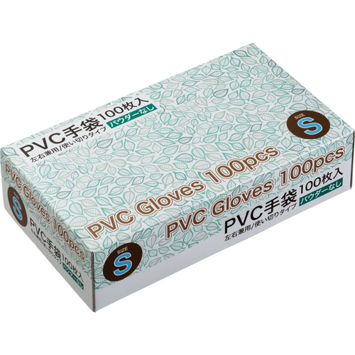 【クリックでお店のこの商品のページへ】PVCグローブ パウダーなし S 1箱(100枚) PVCグロ-ブ パウダ-ナシ S 100マイ
