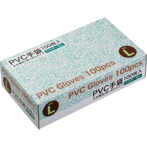 【クリックでお店のこの商品のページへ】PVCグローブ パウダーなし L 1箱(100枚) PVCグロ-ブ パウダ-ナシ L 100マイ