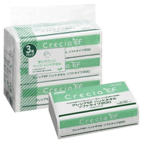 日本製紙クレシア　クレシア　ＥＦハンドタオル　ソフトタイプ　２００組／パック　１セット（３パック）