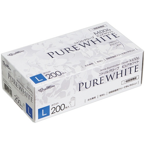 川西工業　ニトリルグローブ　ピュアホワイト　Ｌ　Ｍ００６－Ｌ　１箱（２００枚）1