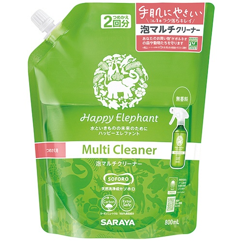 サラヤ　ハッピーエレファント　泡マルチクリーナー　つめかえ用　８００ｍＬ　１個1