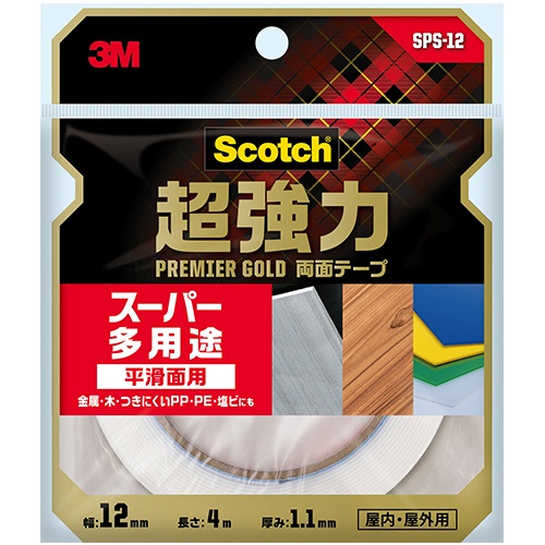 ３Ｍ　スコッチ　超強力両面テープ　プレミアゴールド　（スーパー多用途）　１２ｍｍ×４ｍ　ＳＰＳ－１２　１巻1
