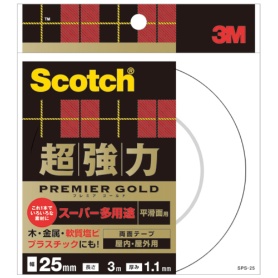 ３Ｍ　スコッチ　超強力両面テープ　プレミアゴールド　（スーパー多用途）　２５ｍｍ×３ｍ　ＳＰＳ－２５　１巻