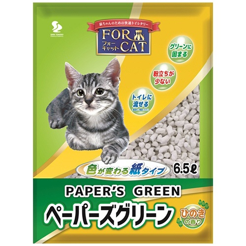 新東北化学工業　猫砂　フォーキャット　ペーパーズグリーン　ひのきの香り　６．５Ｌ　１パック1