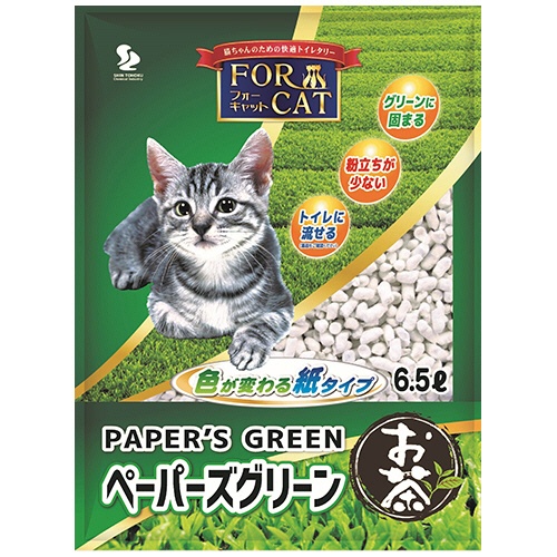 新東北化学工業　猫砂　フォーキャット　ペーパーズグリーン　お茶　６．５Ｌ　１パック1