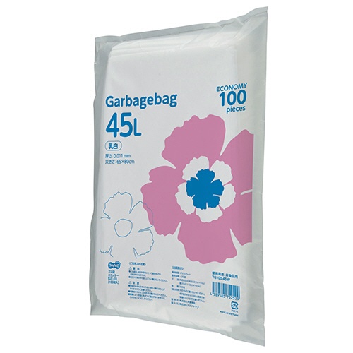 ＴＡＮＯＳＥＥ　ゴミ袋エコノミー　乳白半透明　４５Ｌ　１パック（１００枚）1
