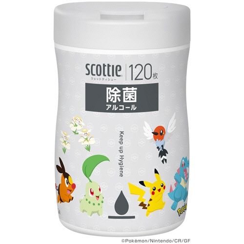 日本製紙クレシア　スコッティ　ウェットティシュー　除菌　アルコールタイプ　ポケモン　１個（１２０枚）1