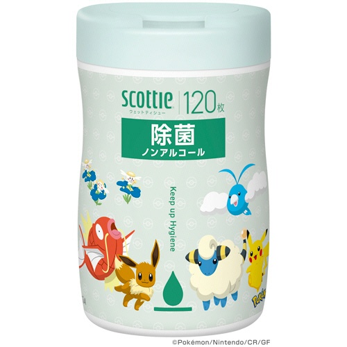 日本製紙クレシア　スコッティ　ウェットティシュー　除菌　ノンアルコールタイプ　ポケモン　１個（１２０枚）1