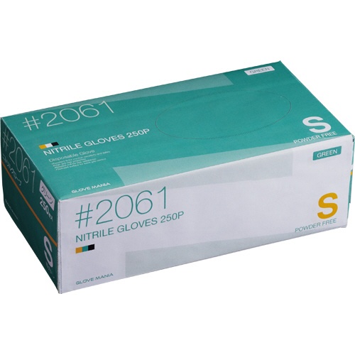 川西工業　ニトリル　使いきり手袋　粉なし　Ｓ　グリーン　＃２０６１　１箱（２５０枚）1