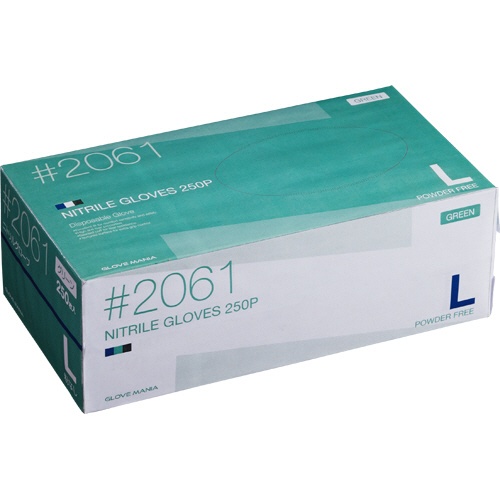 川西工業　ニトリル　使いきり手袋　粉なし　Ｌ　グリーン　＃２０６１　１箱（２５０枚）1