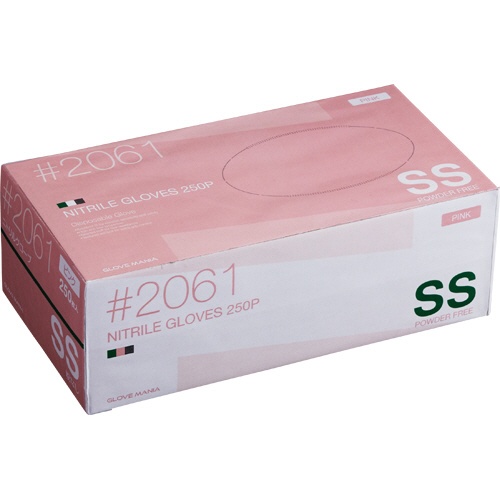 川西工業　ニトリル　使いきり手袋　粉なし　ＳＳ　ピンク　＃２０６１　１箱（２５０枚）1