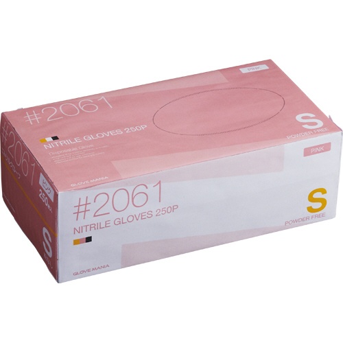 川西工業　ニトリル　使いきり手袋　粉なし　Ｓ　ピンク　＃２０６１　１箱（２５０枚）1