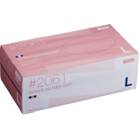 川西工業　ニトリル　使いきり手袋　粉なし　Ｌ　ピンク　＃２０６１　１箱（２５０枚）