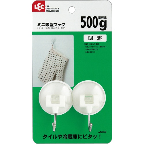 レック　ミニ吸盤フック　耐荷重５００ｇ　Ｈ－０９９　１パック（２個）1