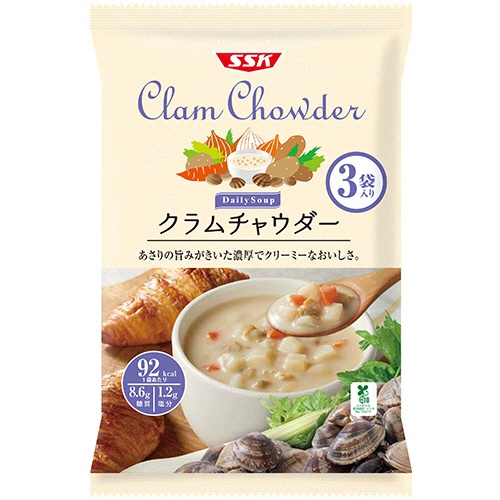 清水食品　ＳＳＫ　Ｄａｌｉｙ　Ｓｏｕｐ　クラムチャウダー　１６０ｇ／袋　１パック（３袋）1