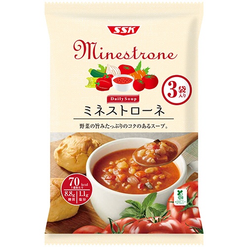 清水食品　ＳＳＫ　Ｄａｌｉｙ　Ｓｏｕｐ　ミネストローネ　１６０ｇ／袋　１パック（３袋）1