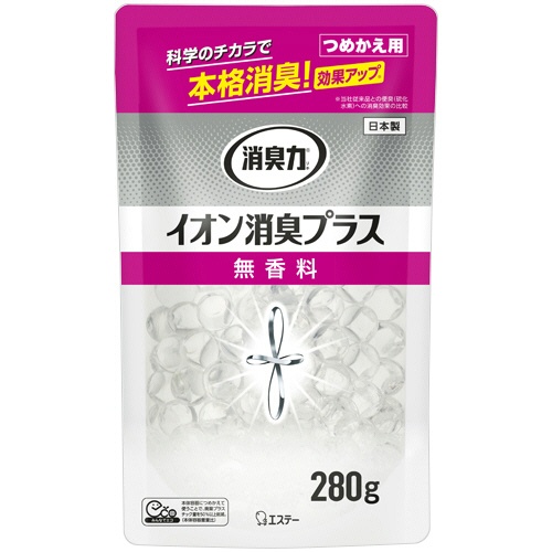 エステー　消臭力　クリアビーズ　イオン消臭プラス　無香料　つめかえ　２８０ｇ　１個1