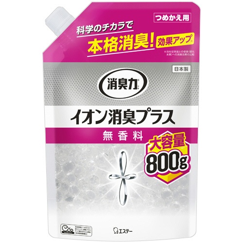エステー　消臭力　クリアビーズ　イオン消臭プラス　無香料　大容量つめかえ　８００ｇ　１個1