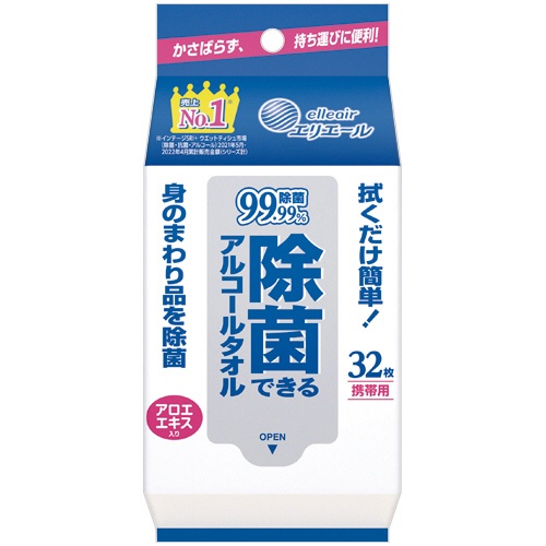 大王製紙　エリエール　除菌できるアルコールタオル　携帯用　１パック（３２枚）1