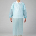 オオサキメディカル　クリーンエプロン　袖付　大きめサイズ　ブルー　７３７３１　１箱（１０枚）