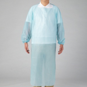オオサキメディカル　クリーンエプロン　袖付　大きめサイズ　ブルー　７３７３１　１箱（１０枚）1
