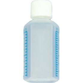 シンリョウ　滅菌済セキュリティプリントメモリ瓶　青目盛　１００ｍｌ　１セット（１４０本）