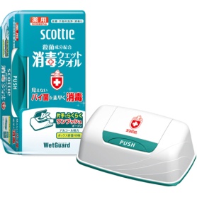 日本製紙クレシア　スコッティ　消毒ウェットタオル　ボックス　本体　１個（４０枚）