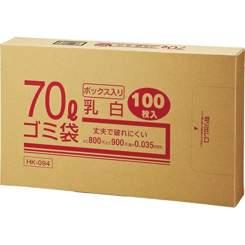 クラフトマン　業務用乳白半透明　メタロセン配合厚手ゴミ袋　７０Ｌ　ＢＯＸタイプ　ＨＫ－０９４　１箱（１００枚）1