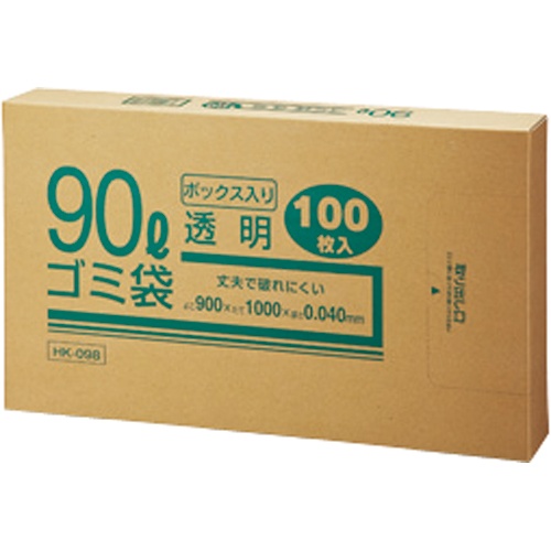 クラフトマン　業務用透明　メタロセン配合厚手ゴミ袋　９０Ｌ　ＢＯＸタイプ　ＨＫ－０９８　１箱（１００枚）1