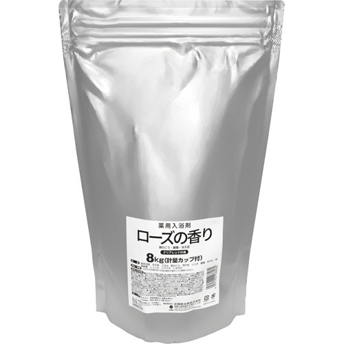 紀陽除虫菊　業務用入浴剤　ローズの香り　８ｋｇ（計量カップ付き）　１パック1