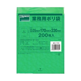 ＴＲＵＳＣＯ　小型緑色ポリ袋　０．０５×２３０×１７０ｍｍ　Ａ－１７２３Ｇ　１パック（２００枚）