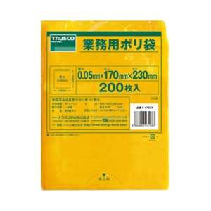 ＴＲＵＳＣＯ　小型黄色ポリ袋　０．０５×２３０×１７０ｍｍ　Ａ－１７２３Ｙ　１パック（２００枚）1