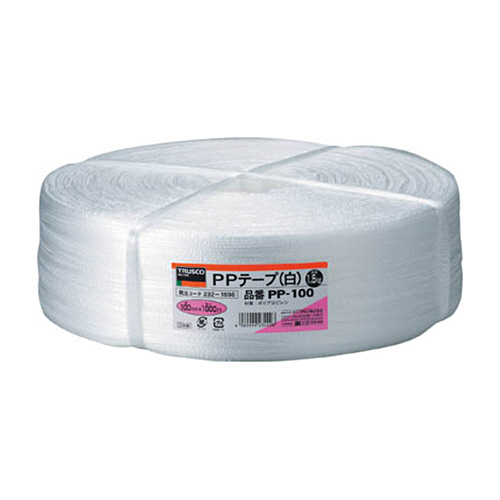 【クリックでお店のこの商品のページへ】TRUSCO PPテープ 幅100mm×1000m 白 PP-100 1巻 PP-100