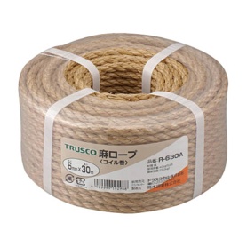 ＴＲＵＳＣＯ　麻ロープ　φ６ｍｍ×３０ｍ　コイル巻　Ｒ－６３０Ａ　１巻