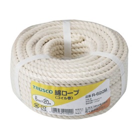 ＴＲＵＳＣＯ　綿ロープ　φ６ｍｍ×２０ｍ　コイル巻　Ｒ－６２０Ｍ　１巻
