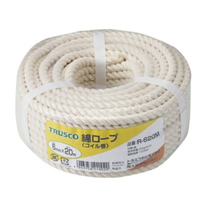 ＴＲＵＳＣＯ　綿ロープ　φ６ｍｍ×２０ｍ　コイル巻　Ｒ－６２０Ｍ　１巻1