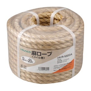 ＴＲＵＳＣＯ　麻ロープ　φ１２ｍｍ×２０ｍ　コイル巻　Ｒ－１２２０Ａ　１巻1