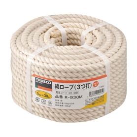 ＴＲＵＳＣＯ　綿ロープ　φ９ｍｍ×３０ｍコイル巻　Ｒ－９３０Ｍ　１巻