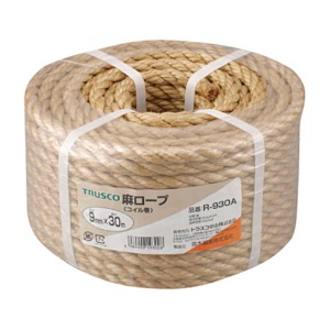 ＴＲＵＳＣＯ　麻ロープ　φ９ｍｍ×３０ｍ　コイル巻　Ｒ－９３０Ａ　１巻1