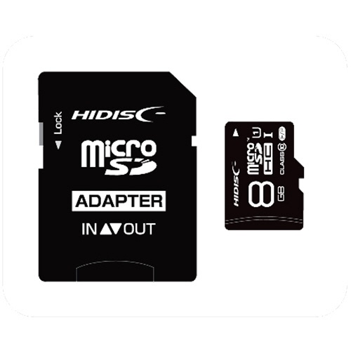 ハイディスク　ｍｉｃｒｏＳＤＨＣカード　８ＧＢ　ｃｌａｓｓ１０　ＵＨＳ-Ｉ対応　ＳＤ変換アダプター付き　ＨＤＭＣＳＤＨ８ＧＣＬ１０ＵＩＪＰ３　１枚1