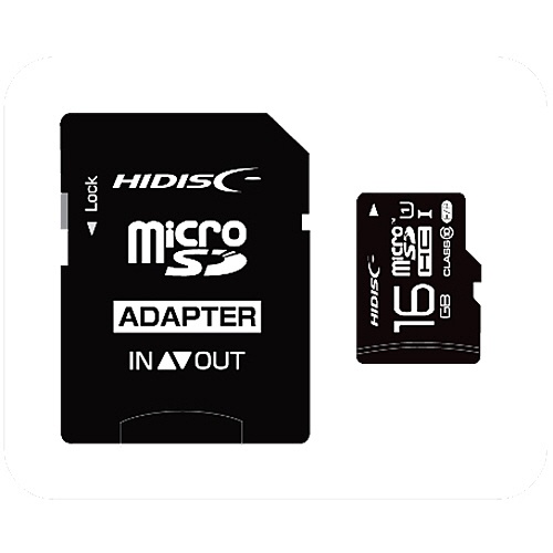 ハイディスク　ｍｉｃｒｏＳＤＨＣカード　１６ＧＢ　ｃｌａｓｓ１０　ＵＨＳ-Ｉ対応　ＳＤ変換アダプター付き　ＨＤＭＣＳＤＨ１６ＧＣＬ１０ＵＩＪＰ３　１枚1