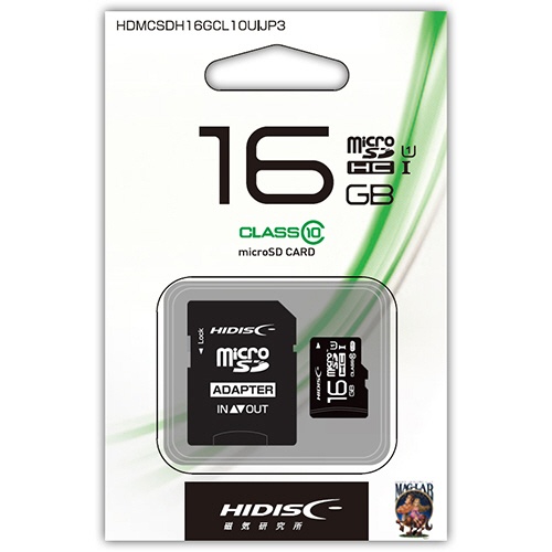 ハイディスク　ｍｉｃｒｏＳＤＨＣカード　１６ＧＢ　ｃｌａｓｓ１０　ＵＨＳ-Ｉ対応　ＳＤ変換アダプター付き　ＨＤＭＣＳＤＨ１６ＧＣＬ１０ＵＩＪＰ３　１枚2