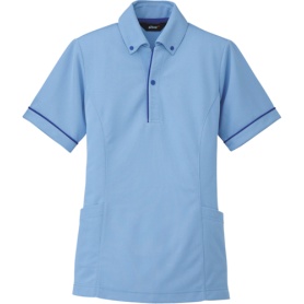 アイトス　サイドポケット半袖ポロシャツ（男女兼用）　二重編みニット　サックス　Ｍサイズ　ＡＺ－７６６８－００７－Ｍ　１着