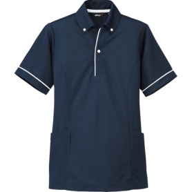 アイトス　サイドポケット半袖ポロシャツ（男女兼用）　二重編みニット　ネイビー　ＬＬサイズ　ＡＺ－７６６８－００８－ＬＬ　１着