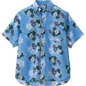 アイトス　ボタンダウンアロハシャツ（カジーマ）（男女兼用）　シーティング　サックス　Ｌサイズ　ＡＺ－５６１１０－００７－Ｌ　１着