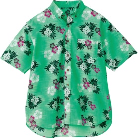 アイトス　ボタンダウンアロハシャツ（カジーマ）（男女兼用）　シーティング　グリーン　Ｓサイズ　ＡＺ－５６１１０－０１５－Ｓ　１着