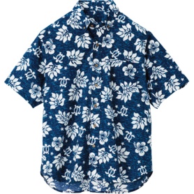 アイトス　ボタンダウンアロハシャツ（ハワイの夜）（男女兼用）　シーティング　ネイビー　Ｓサイズ　ＡＺ－５６１０９－００８－Ｓ　１着