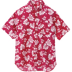 アイトス　ボタンダウンアロハシャツ（ハワイの夜）（男女兼用）　シーティング　レッド　Ｓサイズ　ＡＺ－５６１０９－００９－Ｓ　１着